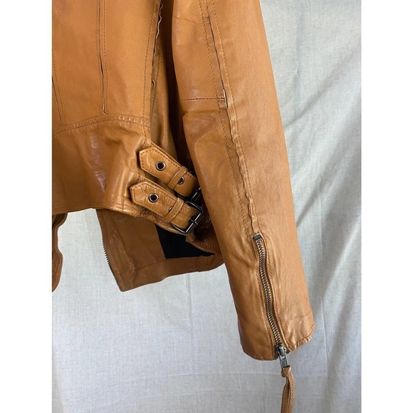 Muuba Lamb Leather Tan Moto Jacket Size 6 - Picture 13 of 15
